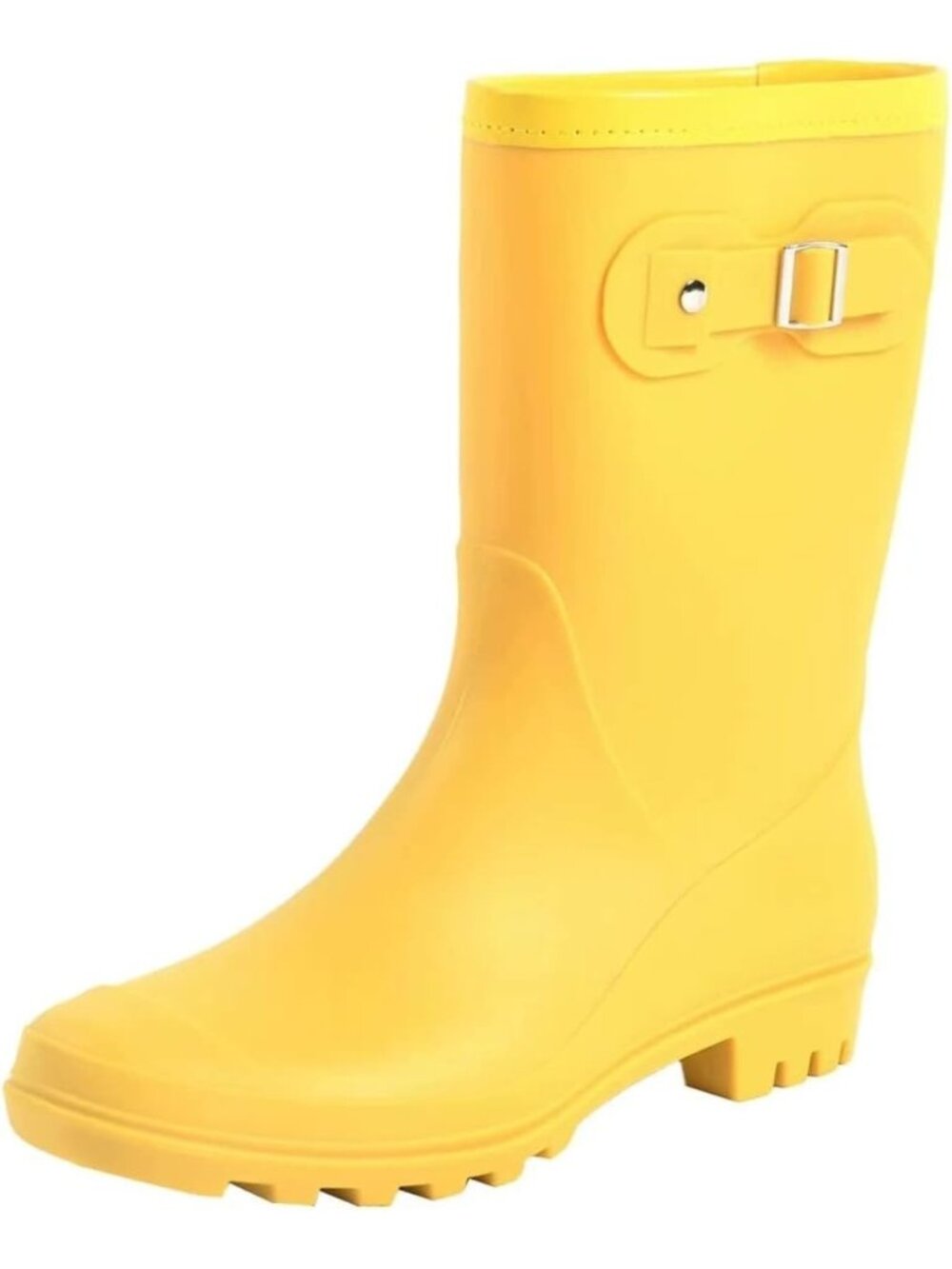 Women's Yellow Mid Calf Rain Boots Waterproof Anti-slipping Rainboots Rain Shoes